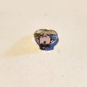 Vintage Women's art deco purple amethyst and diamond silver stamped ring